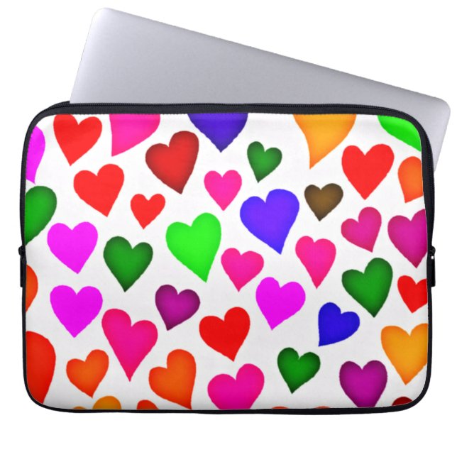 Lebhaftes Multicolor Herzmuster Laptopschutzhülle (Vorderseite)