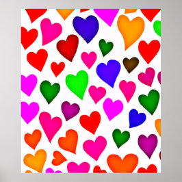Lebhaftes Multicolor Herzmuster Poster