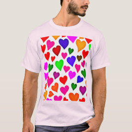 Lebhaftes Multicolor Herzmuster T-Shirt