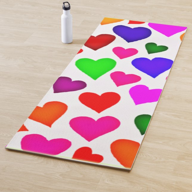 Lebhaftes Multicolor Herzmuster Yogamatte (Beispiel)