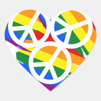 Lebhaftes Multicolor Peace Sign - Regenbogendesign Herz-Aufkleber