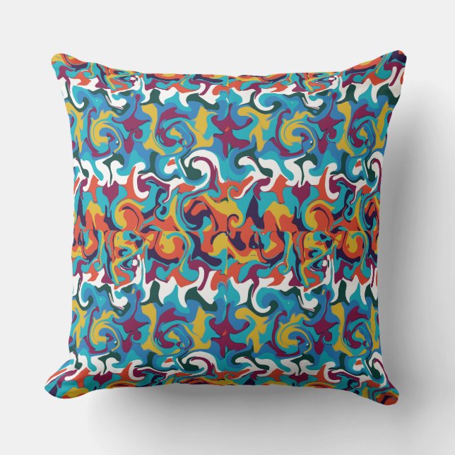 Lebhaftes Muster Abstrakter geometrischer Wellenmu Kissen (Vorderseite)