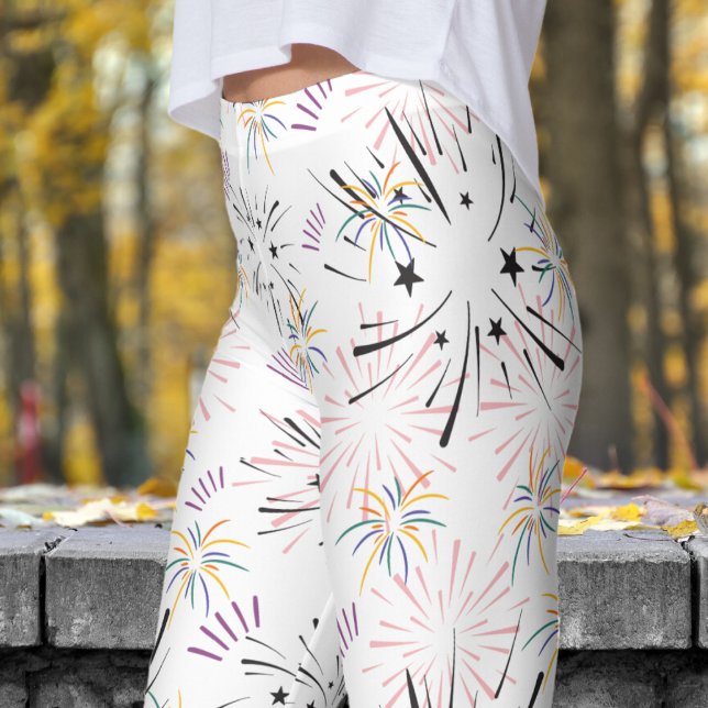 Lebhaftes Muster der weißen Sternexplosion Leggings (White Starburst Leggings)