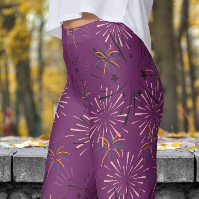 Lebhaftes Muster für Lila Sternexplosion Leggings (Starburst over Byzantium Purple)