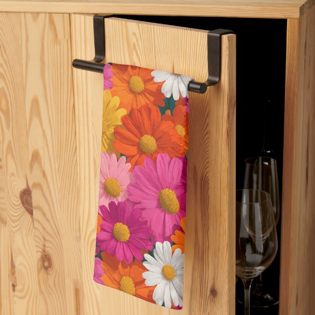Lebhaftes, nahtloses Daisy-Muster Geschirrtuch (Drittel gefaltet)