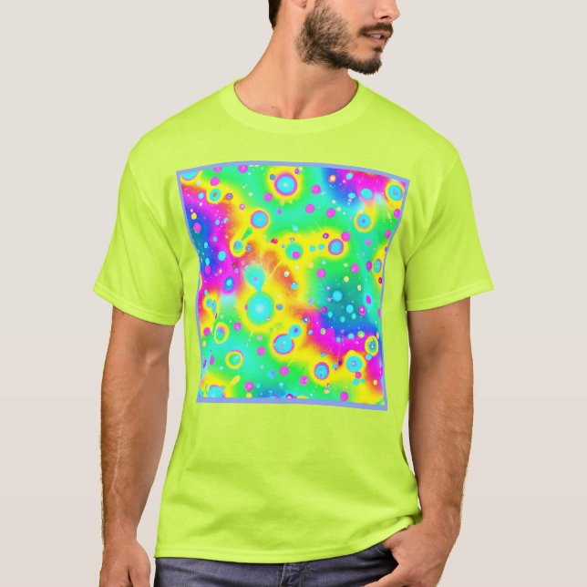 Lebhaftes Neon Blaze Muster T-Shirt (Vorderseite)