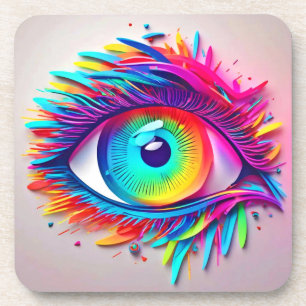 Lebhaftes Neon Eye Abstraktes Kunstwerk Getränkeuntersetzer