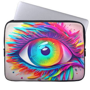 Lebhaftes Neon Eye Abstraktes Kunstwerk Laptopschutzhülle