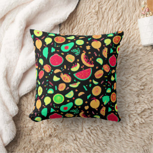 Lebhaftes Neon Fruits-Muster Kissen