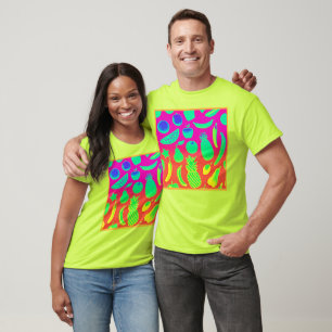 Lebhaftes Neon Fruits-Muster T-Shirt