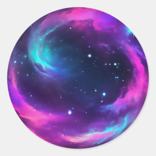 Lebhaftes Neon Galaxy Runder Aufkleber