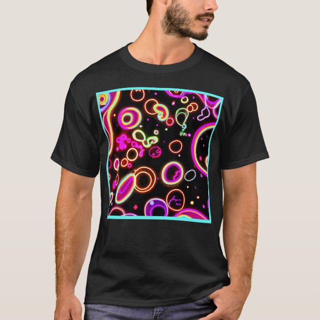 Lebhaftes Neon Glow Muster T-Shirt (Vorderseite)