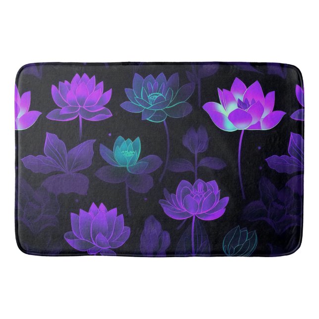 Lebhaftes Neon Lotus Blume Muster Badematte (Vorderseite)
