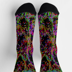 Lebhaftes Neon-Muster mit mehrfarbiger Curvy-Linie Socken