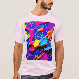 Lebhaftes Neon Paint Spritzer Artwork T-Shirt