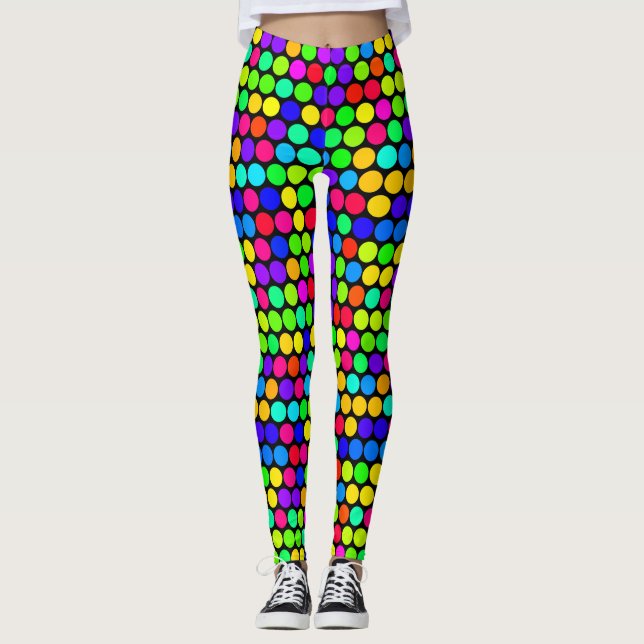 Lebhaftes Neon Polka Dot Pattern Leggings (Vorderseite)