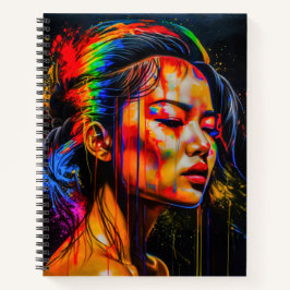 Lebhaftes Neon Portrait - Abstrakte expressionisti Notizbuch