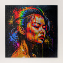 Lebhaftes Neon Portrait - Abstrakte expressionisti