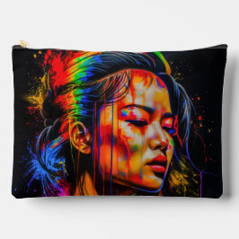 Lebhaftes Neon Portrait - Abstrakte expressionisti Zubehörtasche
