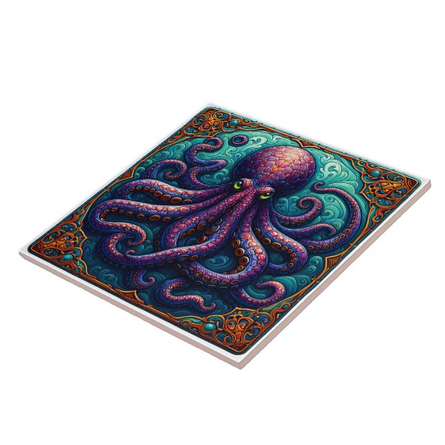 Lebhaftes Octopus Tile Design Fliese (Seite)