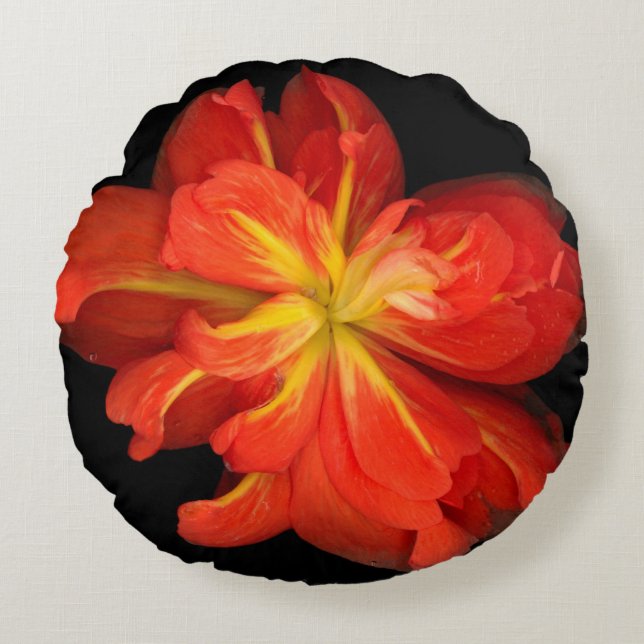 Lebhaftes Orange Begonia Macro Rundes Kissen (Vorderseite)