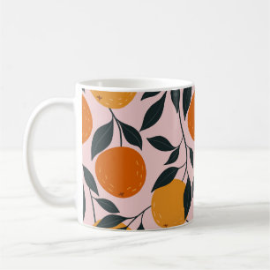 Lebhaftes Orange Citrus Nahtloses Muster Kaffeetasse