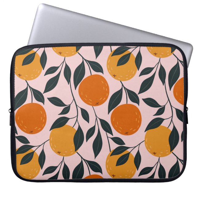 Lebhaftes Orange Citrus Nahtloses Muster Laptopschutzhülle (Vorderseite)