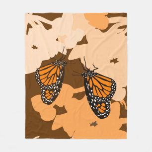 Lebhaftes Orange Fütternd Monarch Butterfly-Paar Fleecedecke