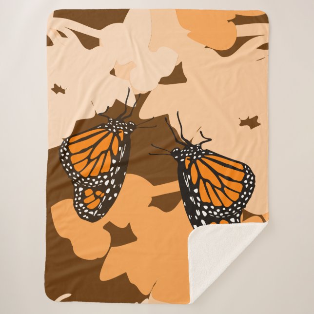 Lebhaftes Orange Fütternd Monarch Butterfly-Paar Sherpadecke (Vorderseite)
