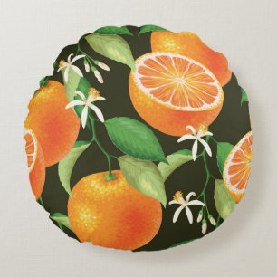 Lebhaftes Orange-Muster ohne Naht Rundes Kissen