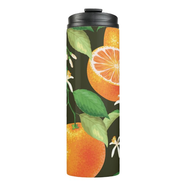 Lebhaftes Orange-Muster ohne Naht Thermosbecher (Vorderseite)