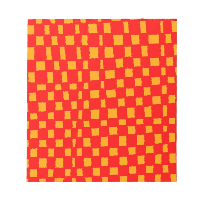 Lebhaftes Orange Red Checkered Checkerboard Muster Notizblock (Vorderseite)