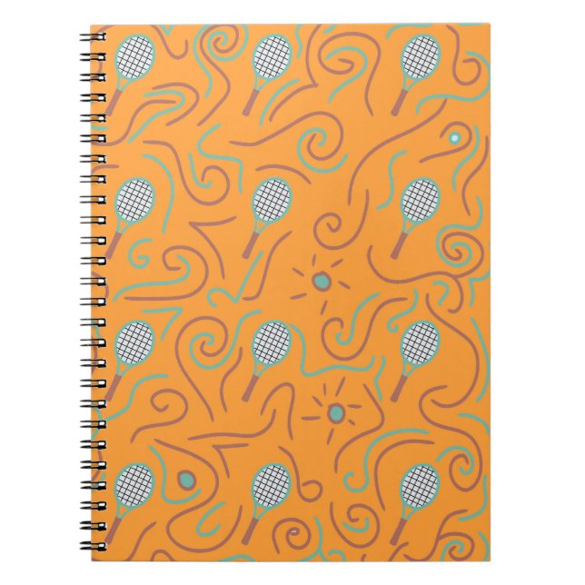 Lebhaftes Orange Tennis Pattern Notizblock (Vorderseite)