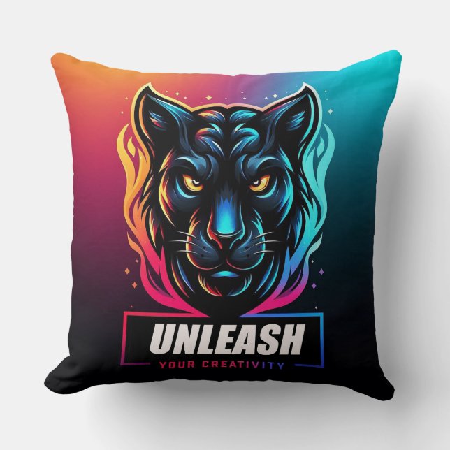 Lebhaftes Panther Artwork Kissen (Vorderseite)
