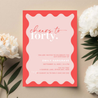 Lebhaftes Party bis zum 40. Geburtstag Einladung