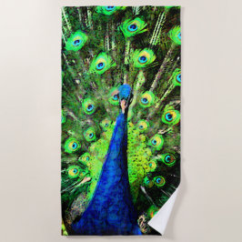 Lebhaftes Peacock Beach Handtuch