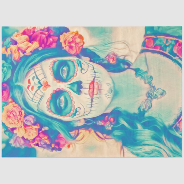 Lebhaftes Pensive Zuckerkult Dekoupage Seidenpapier (Vorderseite)