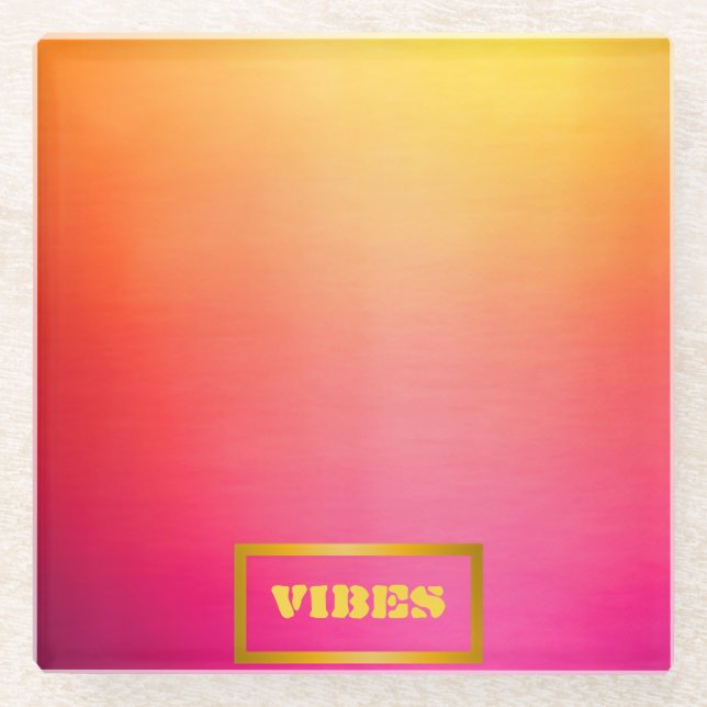 Lebhaftes Personalisiertes Ombre Rosa und Gelb Glasuntersetzer (Vorderseite)