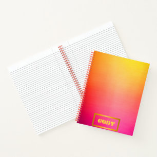 Lebhaftes Personalisiertes Ombre Rosa und Gelb Notizbuch