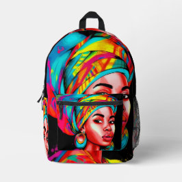 Lebhaftes Portrait mit farbenfroher Kopfbedeckung Bedruckter Rucksack