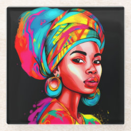 Lebhaftes Portrait mit farbenfroher Kopfbedeckung Glasuntersetzer