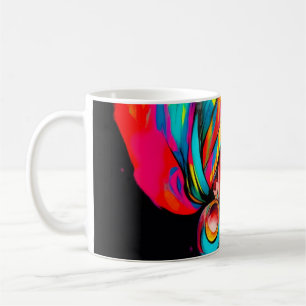 Lebhaftes Portrait mit farbenfroher Kopfbedeckung Kaffeetasse