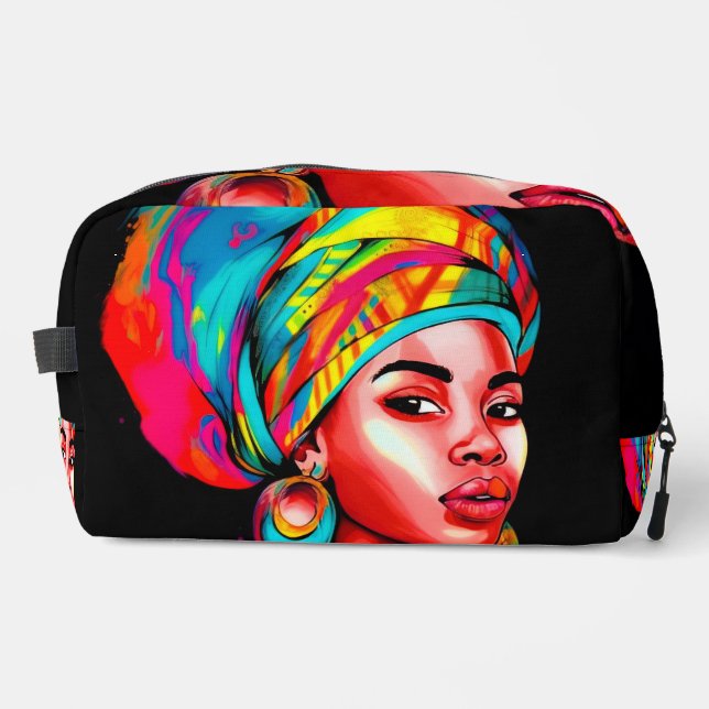 Lebhaftes Portrait mit farbenfroher Kopfbedeckung Waschbeutel (Vorderseite)