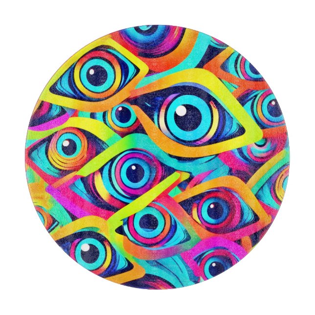 Lebhaftes psychedelisches Augenmuster Schneidebrett (Vorderseite)