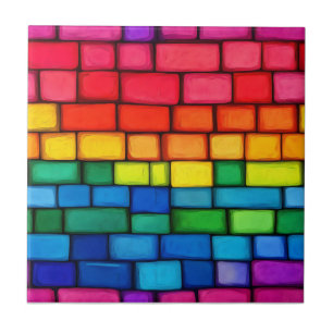 Lebhaftes Rainbow Brick-Muster Fliese