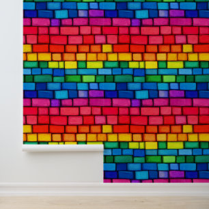 Lebhaftes Rainbow Brick-Muster Tapete