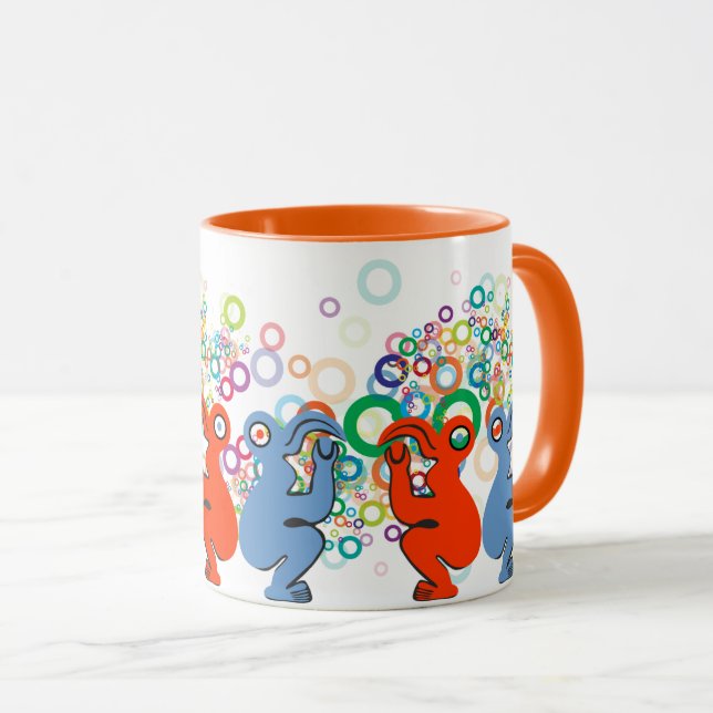 Lebhaftes Red & Blue Eastern Island Bird Design Tasse (VorderseiteRechts)