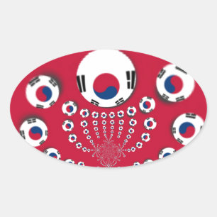 Lebhaftes Red Kaleidoscope Südkorea Design Ovaler Aufkleber