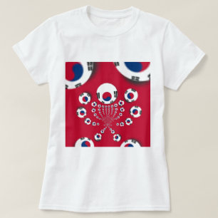 Lebhaftes Red Kaleidoscope Südkorea Design T-Shirt