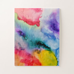 Lebhaftes Regenbogen-Wasserfarbmuster Puzzle